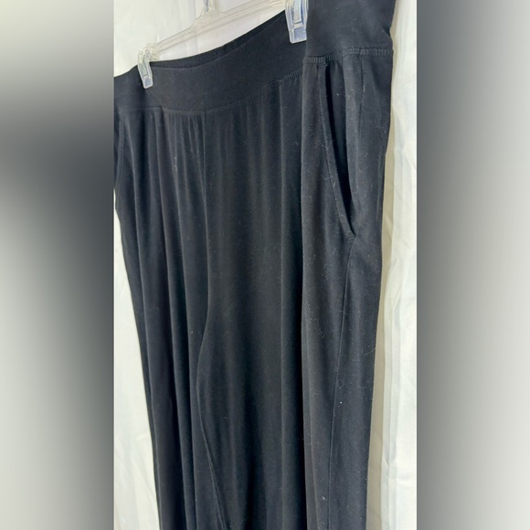 Eileen Fisher Fine Jersey Wide Leg Cropped Slit Pants Black Women's Size L - Picture 5 of 13